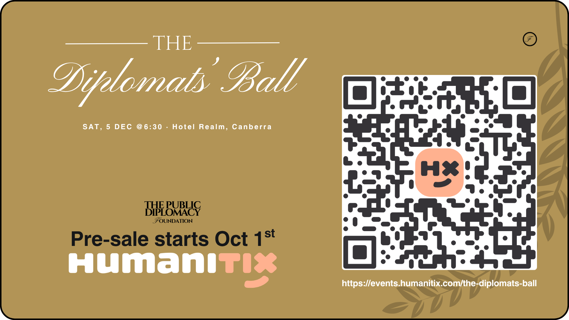 The Diplomats' Ball — pre-sale starts Oct 1st